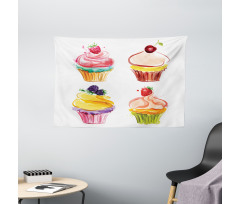 Pastel Watercolor Bakery Wide Tapestry