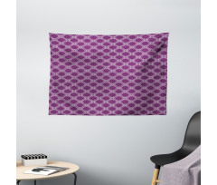 Floral Tiles Purple Tones Wide Tapestry