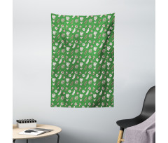 Hand Drawn Palm and Monstera Tapestry