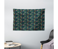 Realistic Rainforest Flora Wide Tapestry
