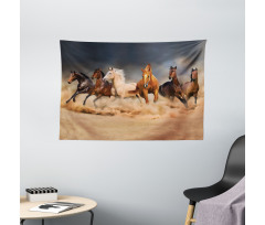 Equine Themed Animals Wide Tapestry