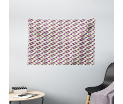 Rows of Purplish Flowers Wide Tapestry