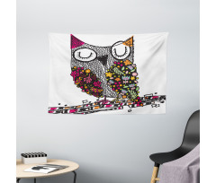 Childish Sketch Art of Bird Wide Tapestry