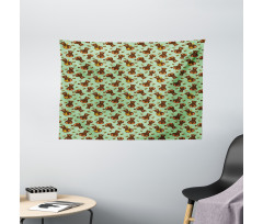 Cartoon Bees and Bears Honey Wide Tapestry
