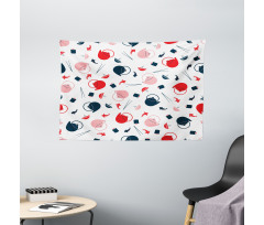 Teapots Salmon Chopsticks Wide Tapestry