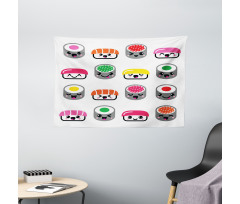 Kawaii Style Sushi Wide Tapestry