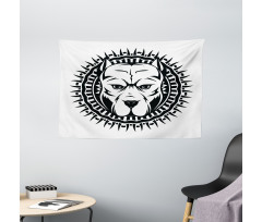 Aggressive Fighting Dog Wide Tapestry