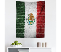 Ülkeler ve Şehirler Mikrofiber Duvar Halısı Meksika Bayrak Desenli