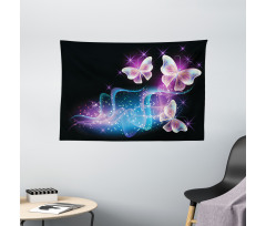 Magic Butterflies on Dark Wide Tapestry