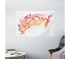 Orange Tones Abstract Curls Wide Tapestry