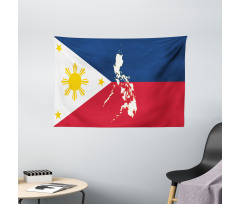 Map and Flag of Country Wide Tapestry