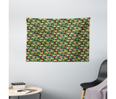 Floral Botany Composition Wide Tapestry
