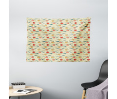 Fresh Tangerines with Leaves Wide Tapestry