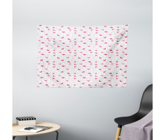 Origami Cranes with Hearts Wide Tapestry