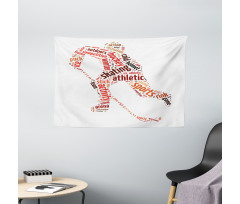 Man Silhouette with Words Wide Tapestry