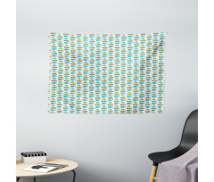 Doodle Marine Cartoon Wide Tapestry