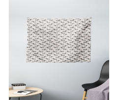 Hand Drawn Puppy Wide Tapestry