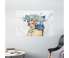 Floral Spring Woman Teen Wide Tapestry