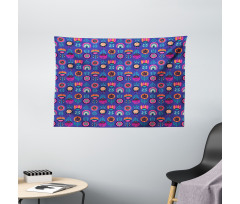 Boho Style Vibrant Blossoms Wide Tapestry