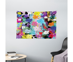 Abstract Floral Artwork Wide Tapestry