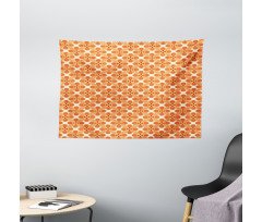 Orange Simple Blossom Motifs Wide Tapestry
