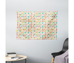 Leaves in Pastel Shades Wide Tapestry
