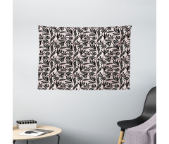 Modern Abstract Foliage Art Wide Tapestry