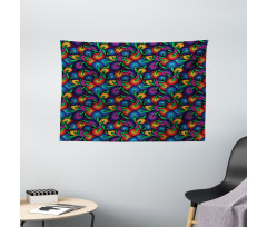 Colorful Spiral Blossoms Wide Tapestry