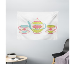Classic Porcelain Floral Teapot Wide Tapestry