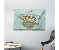 Cup Floral Ornamental Lines Wide Tapestry