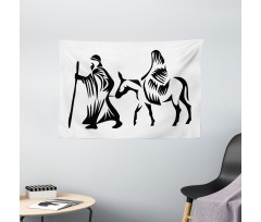 Abstract People Traveling Wide Tapestry