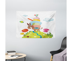 Goofy Donkey with Baggages Wide Tapestry