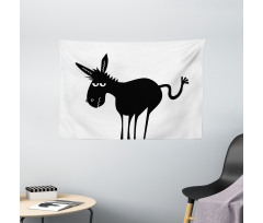 Black Fun Mascot Silhouette Wide Tapestry