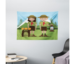 Woman and Men in Forest Wide Tapestry