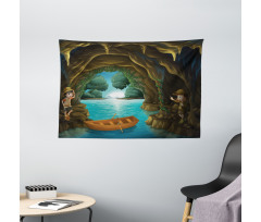 Young Explorers in a Cave Wide Tapestry
