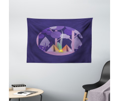 Forest Scenery with Tents Wide Tapestry