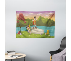 Best Friends Go Camping Wide Tapestry