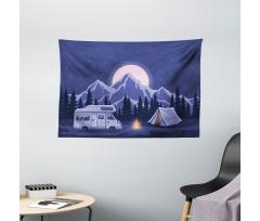 Family Adventure Camping Forest Wide Tapestry