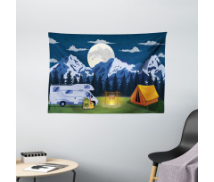 Camping in the Woods at Night Wide Tapestry