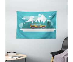 Journey in Snowy Winter Season Wide Tapestry