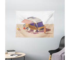 Camper Van Chairs and Surfboard Wide Tapestry