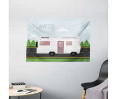 Go Camping Words with a Truck Wide Tapestry