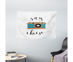 Say Cheese Lettering Photo Wide Tapestry