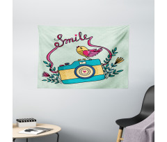 Love Bird Chirping Creative Wide Tapestry