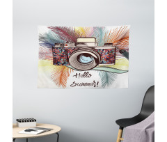 Hello Summer Calligraphy Wide Tapestry