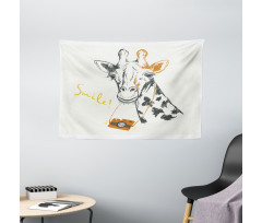 Smile Words with Giraffe Wide Tapestry