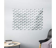 Abstract Bird Silhouettes Wide Tapestry