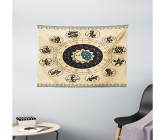 Mystic Horoscope Wheel Art Wide Tapestry