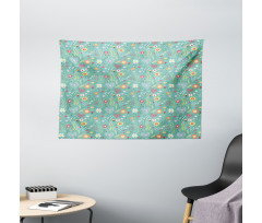 Tulips Daisy Lily Blooms Wide Tapestry