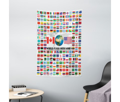 World Flags with Names Tapestry